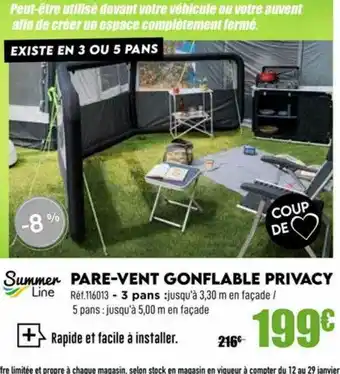 Narbonne accessoires Summer Line Pare-vent Gonflable Privacy offre