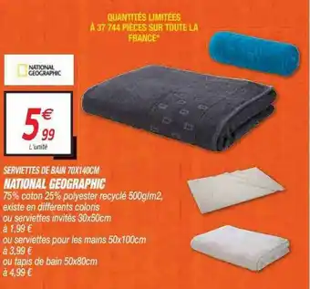 Netto Serviettes De Bain 70 X 140 Cm National Geographic offre