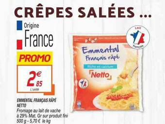 Netto Emmental Français Râpé Netto offre