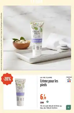 La Vie Claire Crème pour les pieds offre