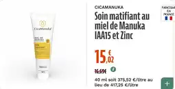 La Vie Claire Soin matifiant au miel de Manuka IAA15 et Zinc offre