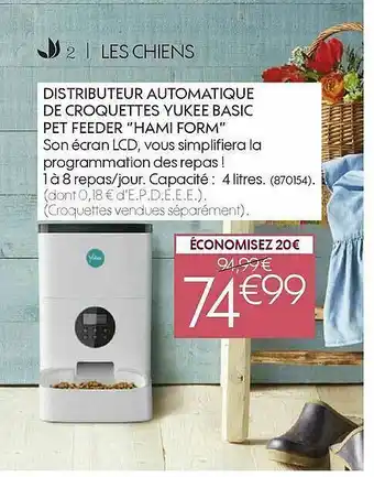 Truffaut Distributeur Automatique De Croquettes Yukee Basic Pet Feeder offre