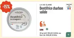 La Vie Claire Dentifrice charbon solide offre