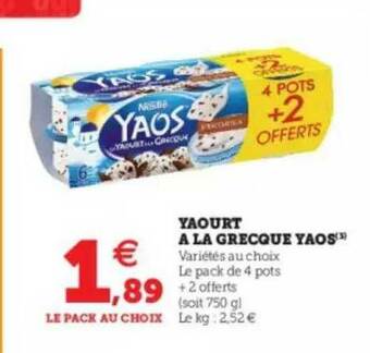 U Express Yaourt à La Grecque Yaos offre