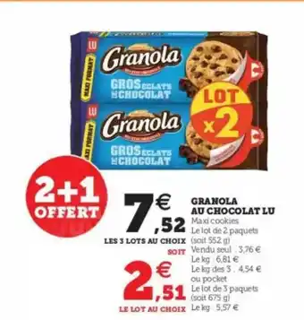 U Express Granola Au Chocolat Lu offre