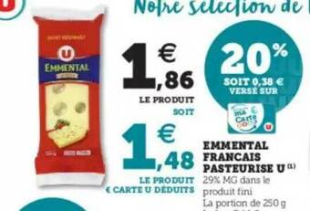 U Express Emmental Français Pasteurisé U offre