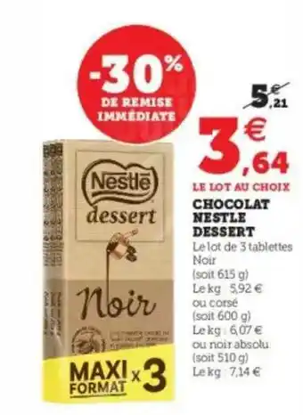 U Express Chocolat Nestlé Dessert offre