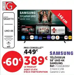 Super U TÉLÉVISEUR 58" UHD 4K SAMSUNG offre
