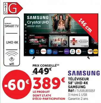 TÉLÉVISEUR 58" UHD 4K SAMSUNG