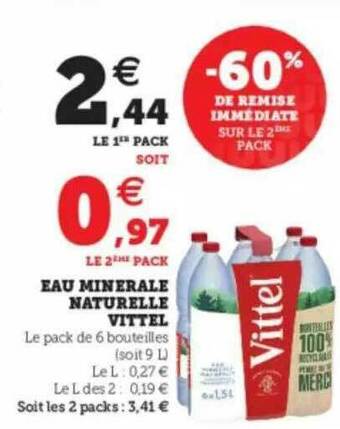 U Express Eau Minérale Naturelle Vittel offre