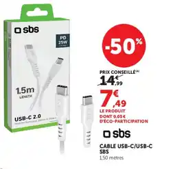 Super U CABLE USB-C/USB-C SBS offre
