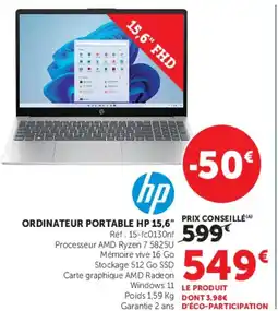 Super U ORDINATEUR PORTABLE HP 15,6" offre
