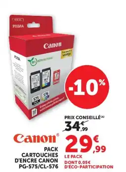 Super U PACK CARTOUCHES D'ENCRE CANON PG-575/CL-576 offre