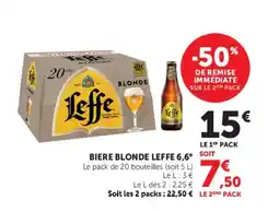Super U BIERE BLONDE LEFFE 6,6° SOIT offre