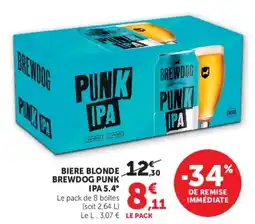 Super U BIERE BLONDE 12 BREWDOG PUNK IPA 5.4° offre