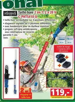 Norma Scheppach taille-haie 2 en 1, 2 x 20 v c-phts410-x offre