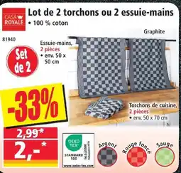 Norma Casa royale lot de 2 torchons ou 2 essuie-mains offre