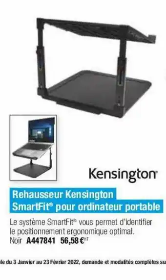 Calipage Rehausseur Kensington Smartfit Pour Ordinateur Portable offre