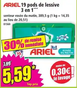 Norma Ariel 19 pods de lessive 3 en 1 offre