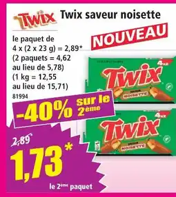 Norma Twix twix saveur noisette offre