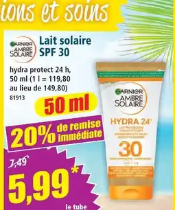 Norma Lait solaire spf 30 offre