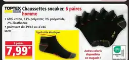 Norma Toptex pro chaussettes sneaker, 6 paires homme offre