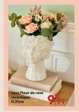 Maxi Bazar Vase fleur de rose céramique offre
