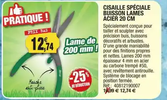 Outiror Cisaille Spéciale Buisson Lames Acier 20 Cm offre