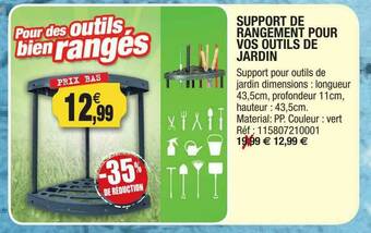 Outiror Support De Rangement Pour Vos Outils De Jardin offre