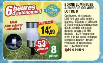 Outiror Borne Lumineuse à énergie Solaire - Lot De 8 offre