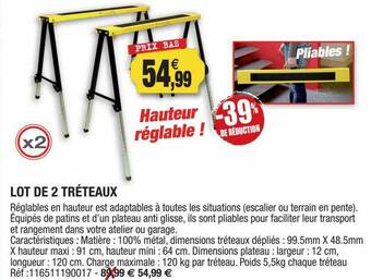 Outiror Lot De 2 Tréteaux offre