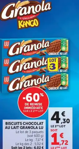 Super U BISCUITS CHOCOLAT AU LAIT GRANOLA LU offre