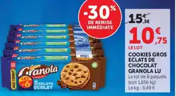 Super U COOKIES GROS ECLATS DE CHOCOLAT GRANOLA LU offre