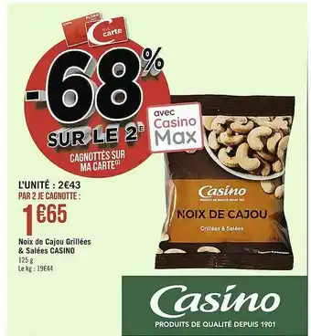 Casino Shop Noix De Cajou Grillées & Salées Casino offre