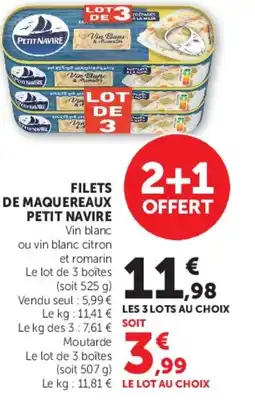 Super U FILETS DE MAQUEREAUX PETIT NAVIRE offre