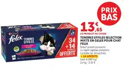 Super U TENDRES EFFILES SELECTION MIXTE EN GELEE POUR CHAT offre