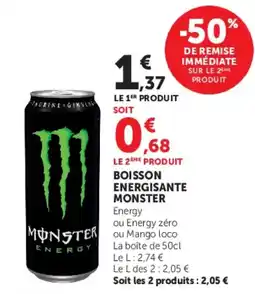 Super U BOISSON ENERGISANTE MONSTER offre