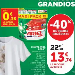 Super U LESSIVE ARIEL PODS offre