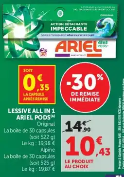 Super U LESSIVE ALL IN 1 ARIEL PODS offre