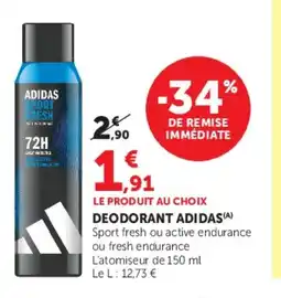 Super U DEODORANT ADIDAS offre