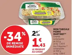 Super U MON TABOULE PIERRE MARTINET offre