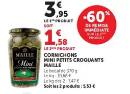 Super U CORNICHONS MINI PETITS CROQUANTS MAILLE offre
