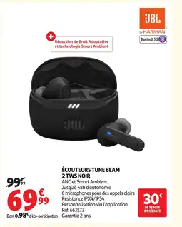 Auchan JBL Écouteurs tune beam 2 tws noir offre
