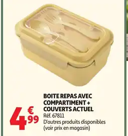 Auchan ACTUEL Boite repas avec compartiment + couverts offre