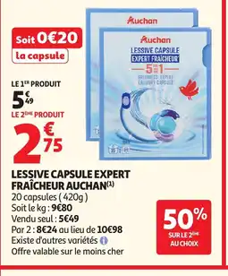 Auchan AUCHAN Lessive capsule expert fraîcheur offre