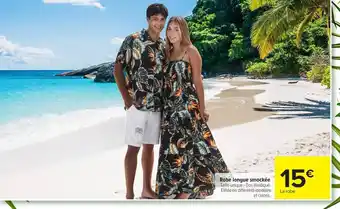 Robe longue smockée