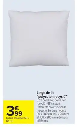 Carrefour Linge de lit polycoton recyclé offre
