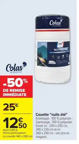 Carrefour Couette nuits été offre