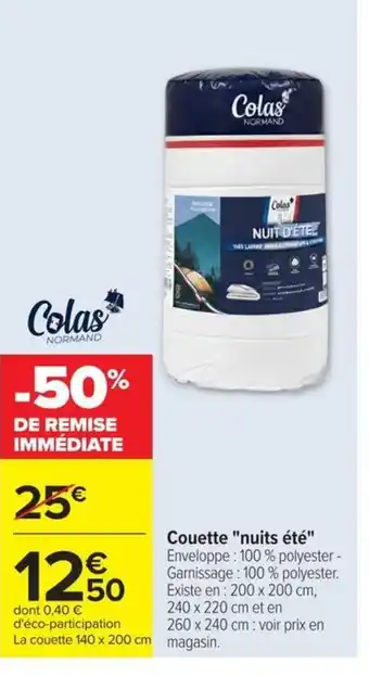 Couette nuits été