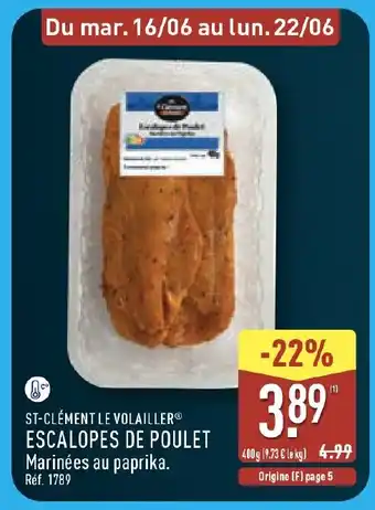 ALDI ST-CLÉMENT LE VOLAILLER Escalopes de poulet offre